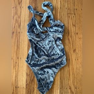 Beautiful blue velvet bodysuit